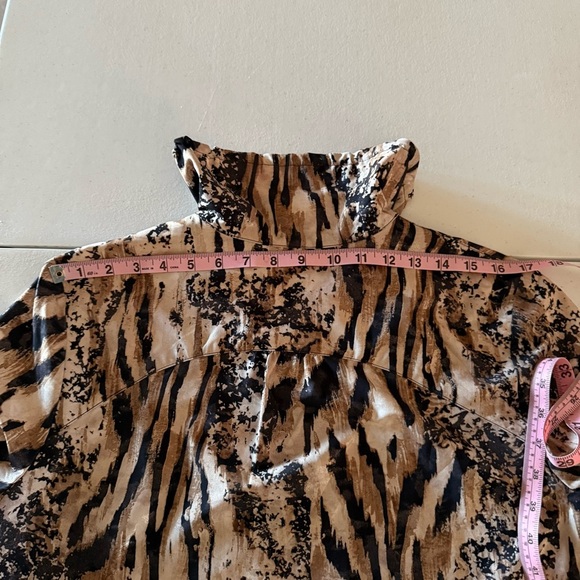 Zenergy by Chico’s Animal Stripe Jacket Zip Shiny Black/Brown Sz 12 (Chico’s 2) - Picture 10 of 14